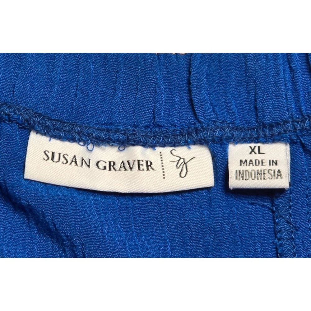 Susan Graver Womens Skirt XL Royal Blue Gauze Midi A Line Pull-On Elastic Waist - Picture 2 of 6